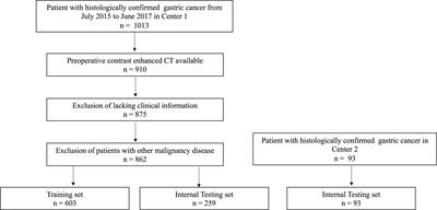 The value of machine learning based radiomics model in preoperative detection of perineural invasion in gastric cancer: a two-center study